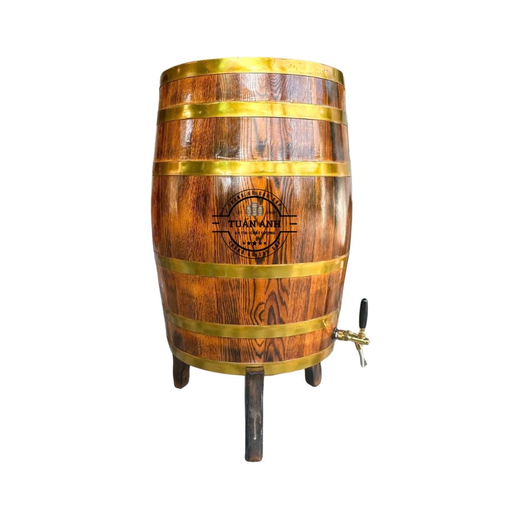 Thùng Gỗ Sồi 200L Dáng Đứng Giả Cổ
