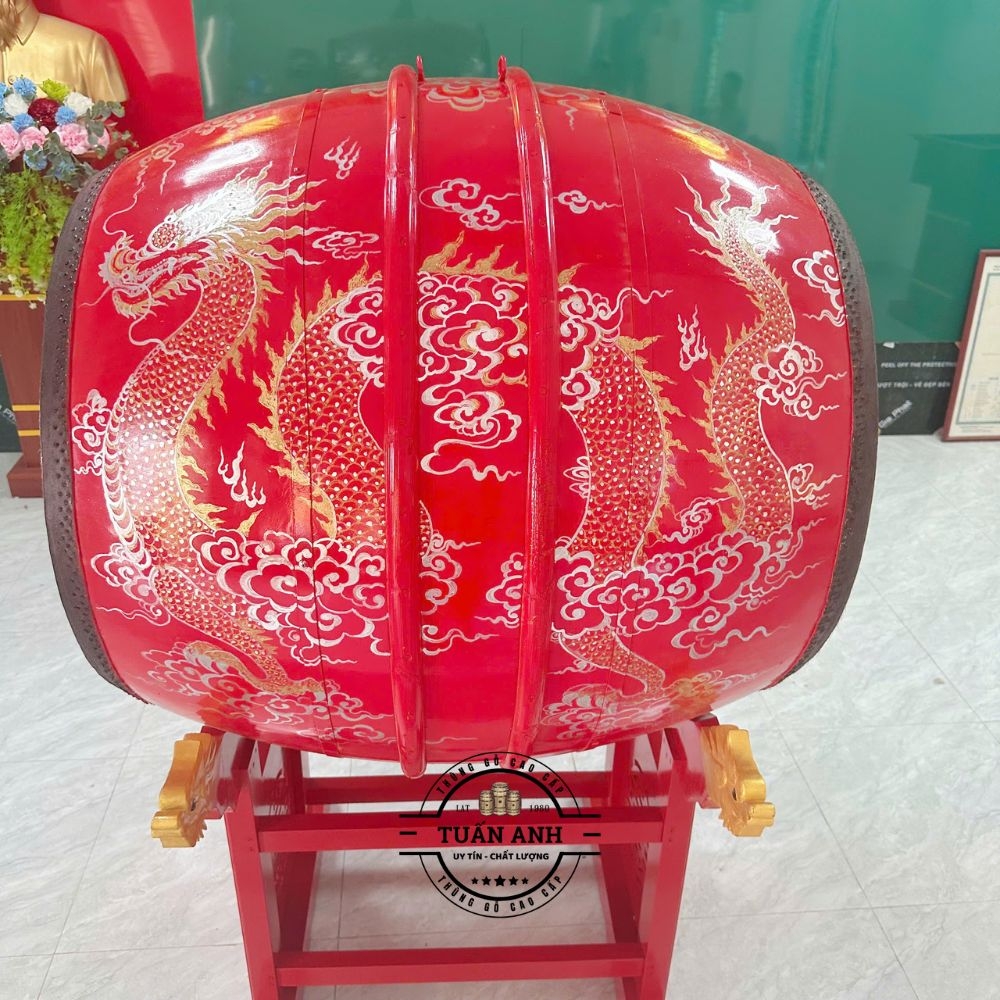 Trống Đình Chùa 80×100cm Gỗ Mít Da Trâu – Âm Thanh Vang Xa Trầm Hùng