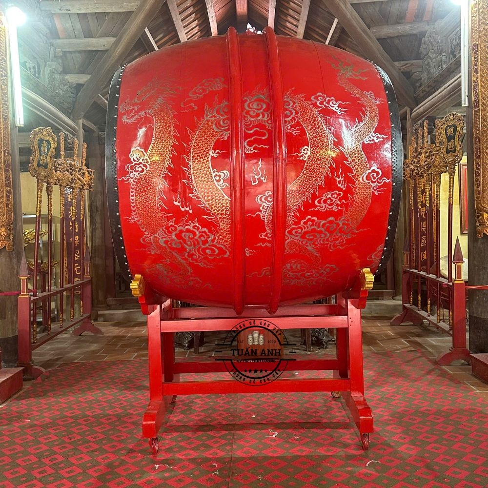 Trống Đình Chùa 150cm Cao 180cm – Trống Gỗ Mít Da Trâu Cao Cấp | Thùng Gỗ Tuấn Anh