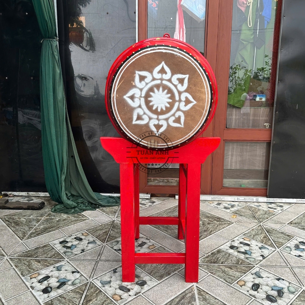 Trống Đình Chùa 40x50cm Gỗ Mít Da Trâu – Âm Thanh Vang Chuẩn Nghi Lễ