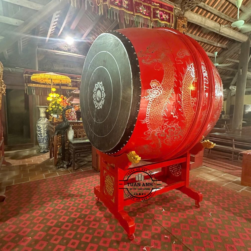 Trống Đình Chùa 150cm Cao 180cm – Trống Gỗ Mít Da Trâu Cao Cấp | Thùng Gỗ Tuấn Anh