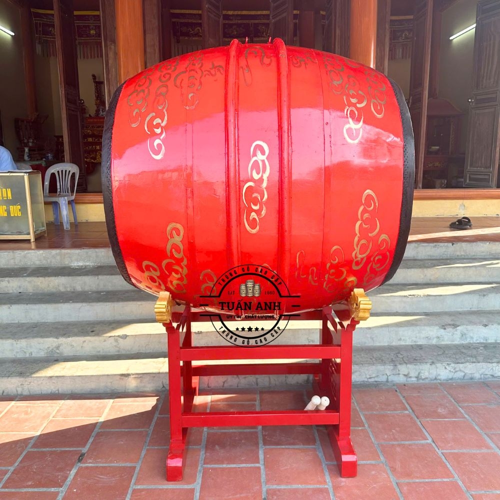 Trống Đình Chùa 100×120cm Gỗ Mít Da Trâu – Âm Thanh Đại Hồng Trầm Hùng