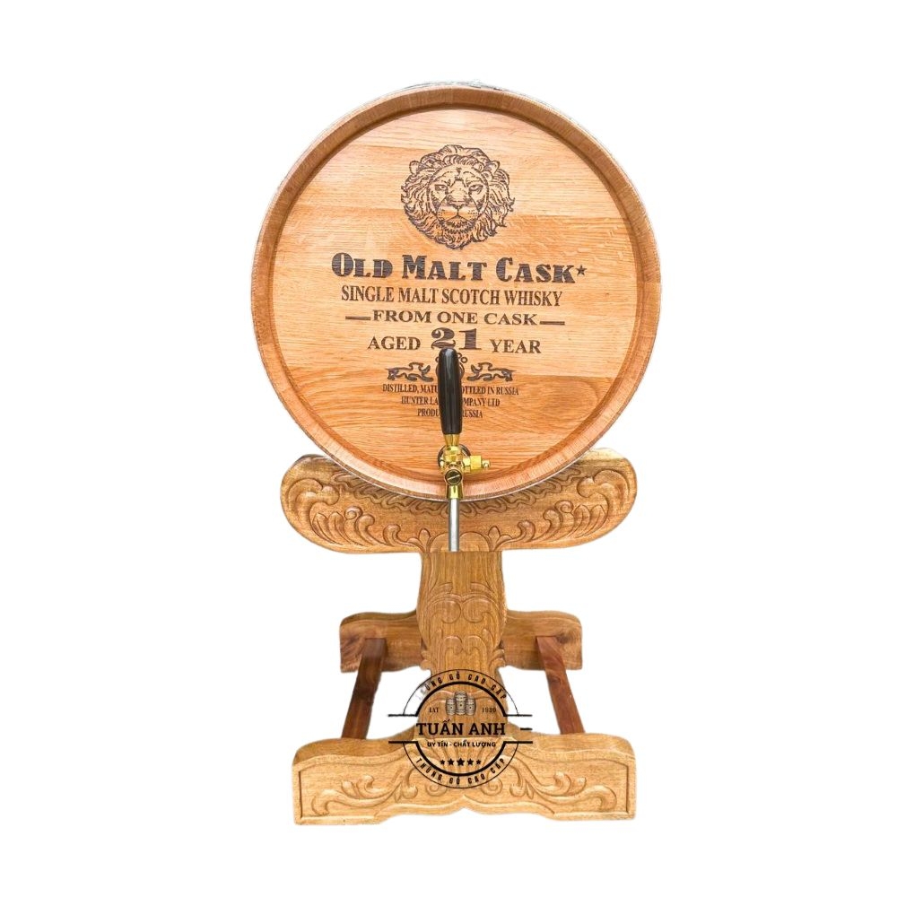 Thùng Gỗ Sồi Chân Chạm Khắc