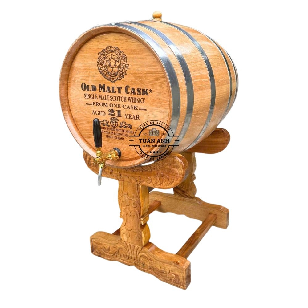 Thùng Gỗ Sồi Chân Chạm Khắc