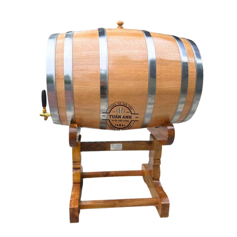 Thùng Gỗ Sồi Chân Chạm Khắc