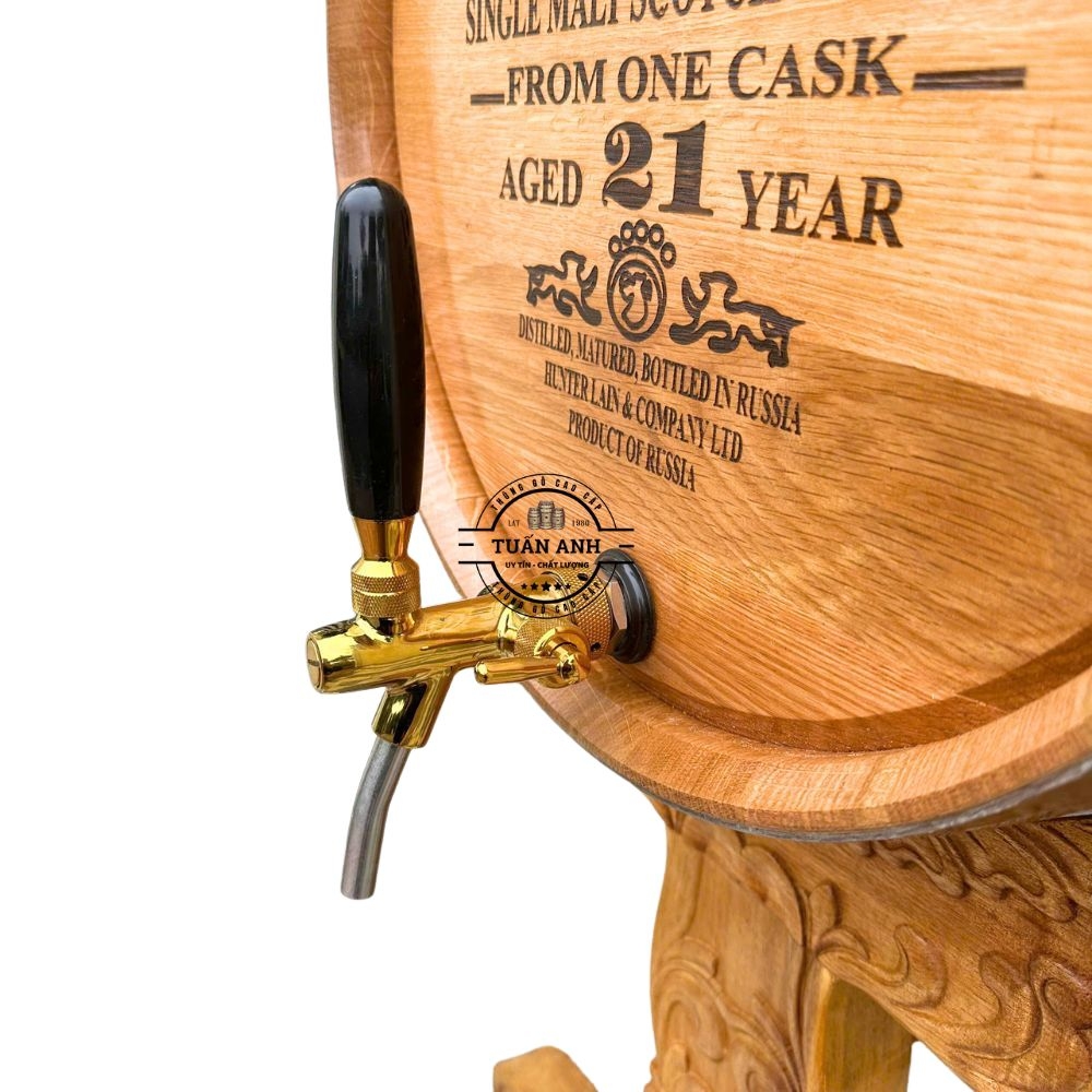 Thùng Gỗ Sồi Chân Chạm Khắc