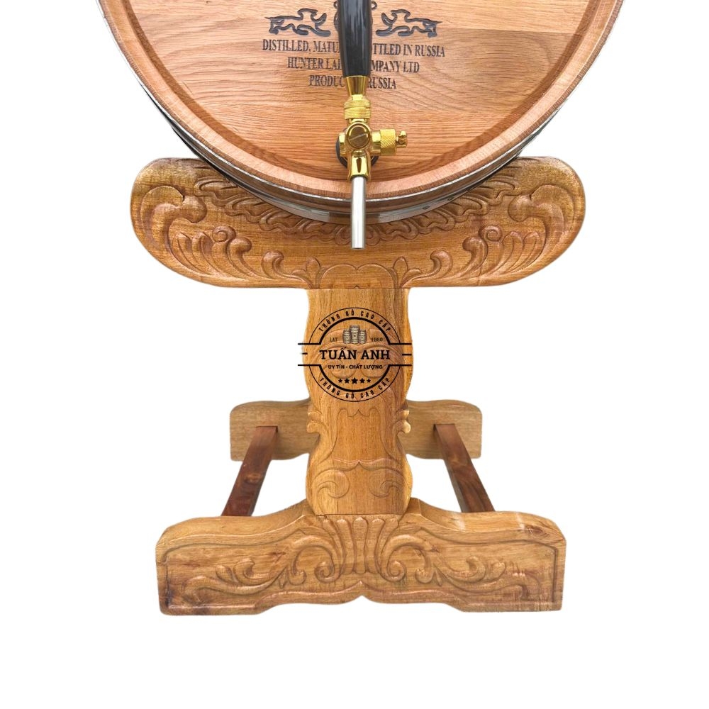 Thùng Gỗ Sồi Chân Chạm Khắc