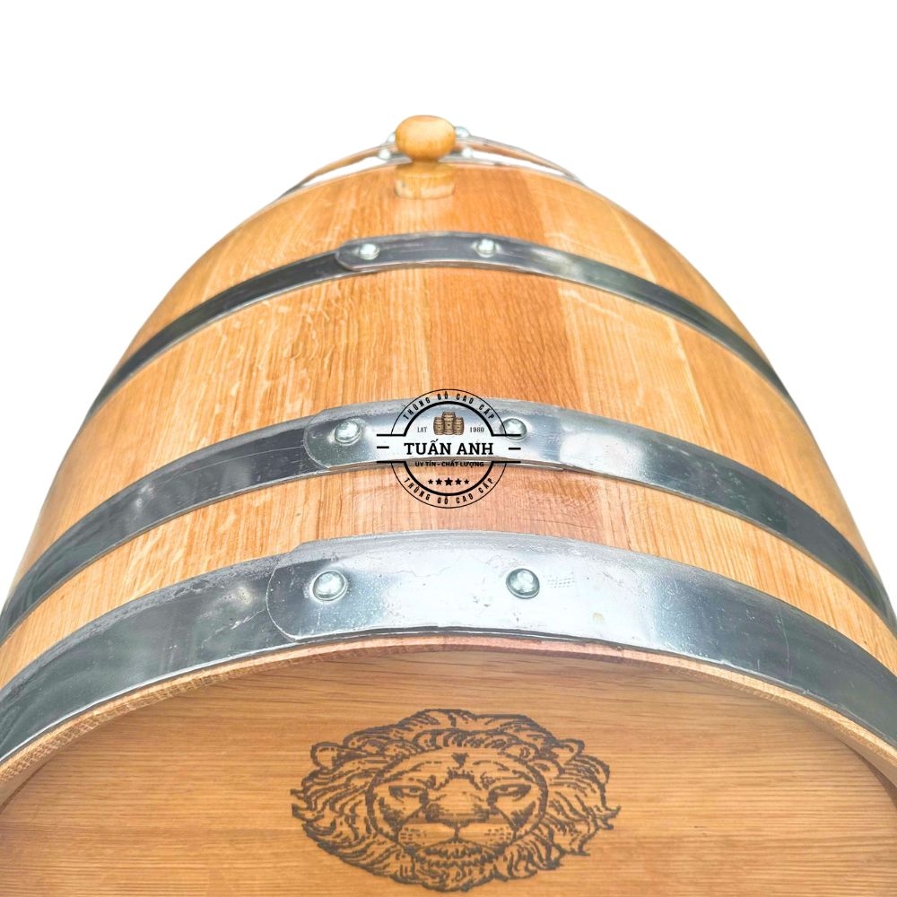 Thùng Gỗ Sồi Chân Chạm Khắc