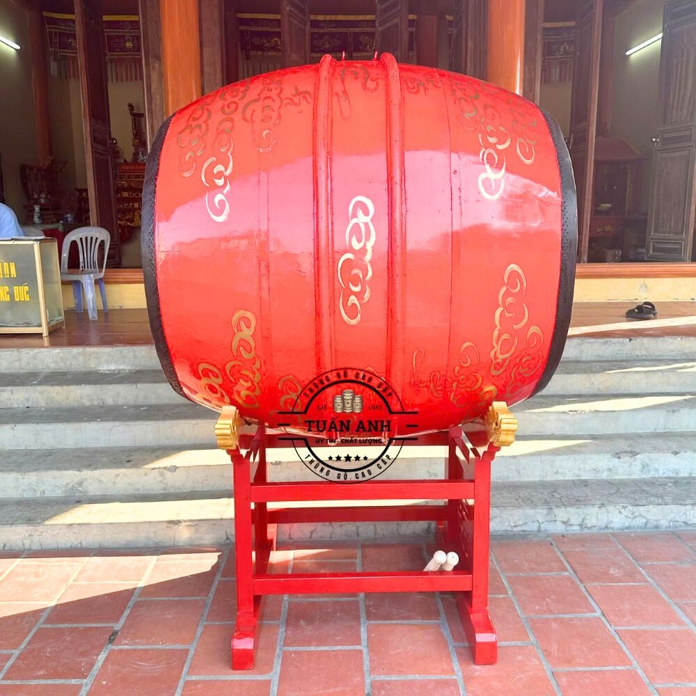 Trống Đình Chùa 100×120cm Gỗ Mít Da Trâu – Âm Thanh Đại Hồng Trầm Hùng