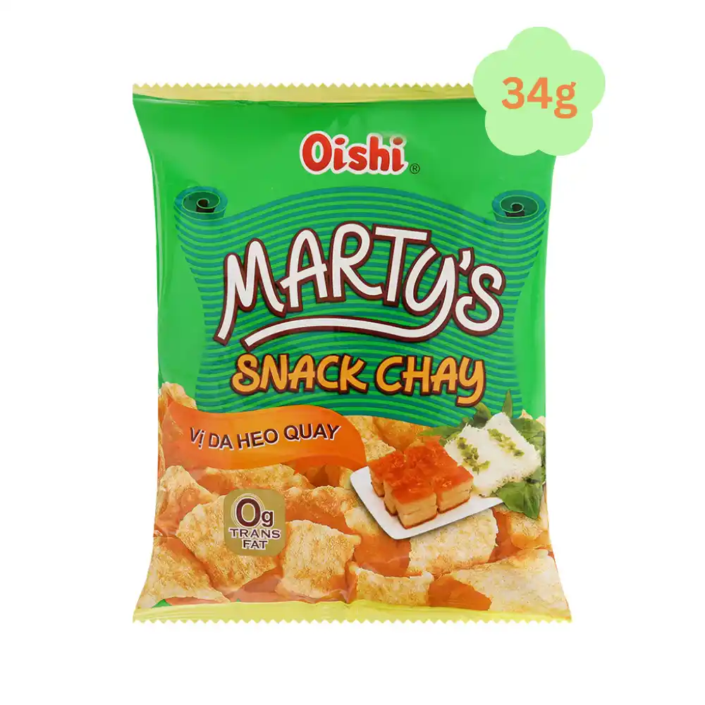 Lốc 10 gói snack chay Oishi vị da heo quay 34g