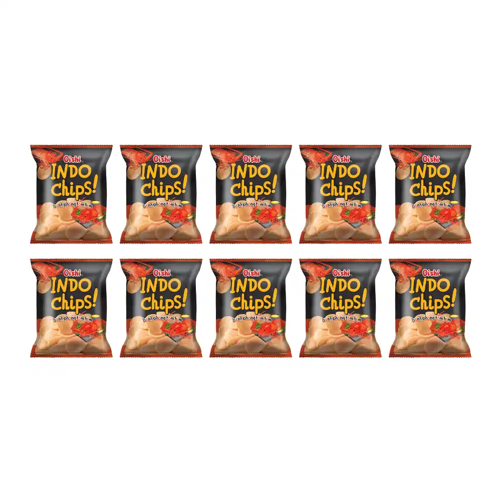 Lốc 10 gói snack phồng tôm hùm Oishi 34g