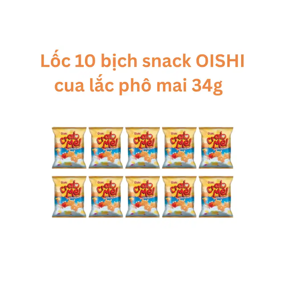 Lốc 10 gói snack cua lắc phô mai Oishi 34g