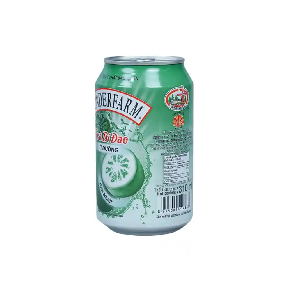 Trà bí đao Wonderfarm ít đường lon 310 ml