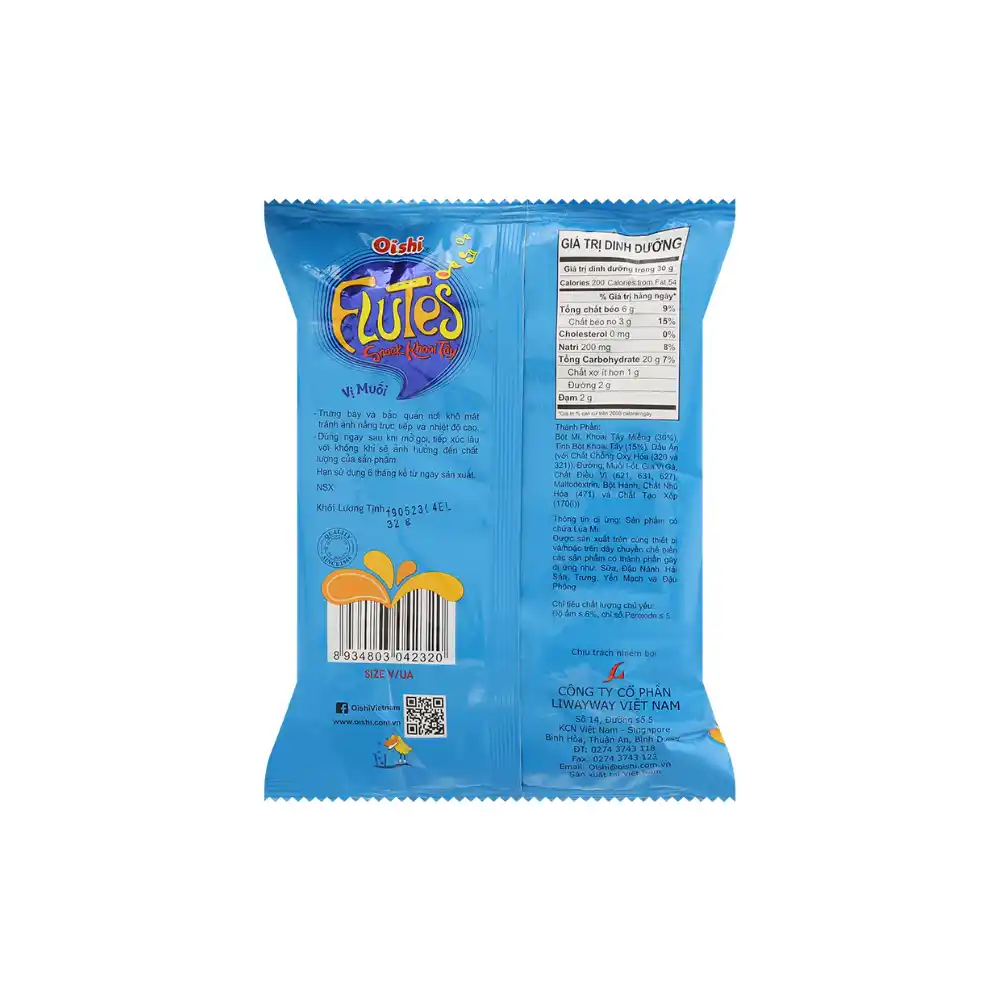 Lốc 10 gói snack khoai tây Oishi vị muối 34g