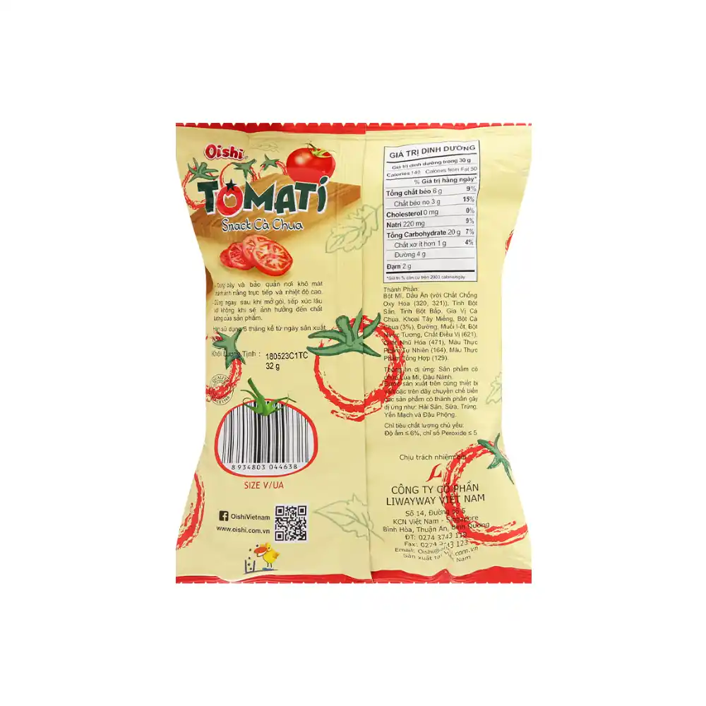 Lốc 10 gói snack cà chua Oishi 34g