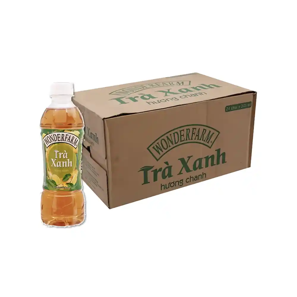Lốc 6 chai trà xanh hương chanh Wonderfarm 345 ml
