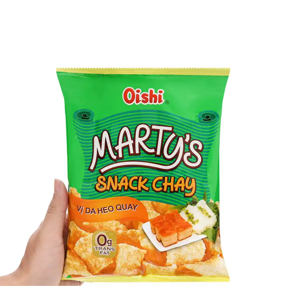 Lốc 10 gói snack chay Oishi vị da heo quay 34g