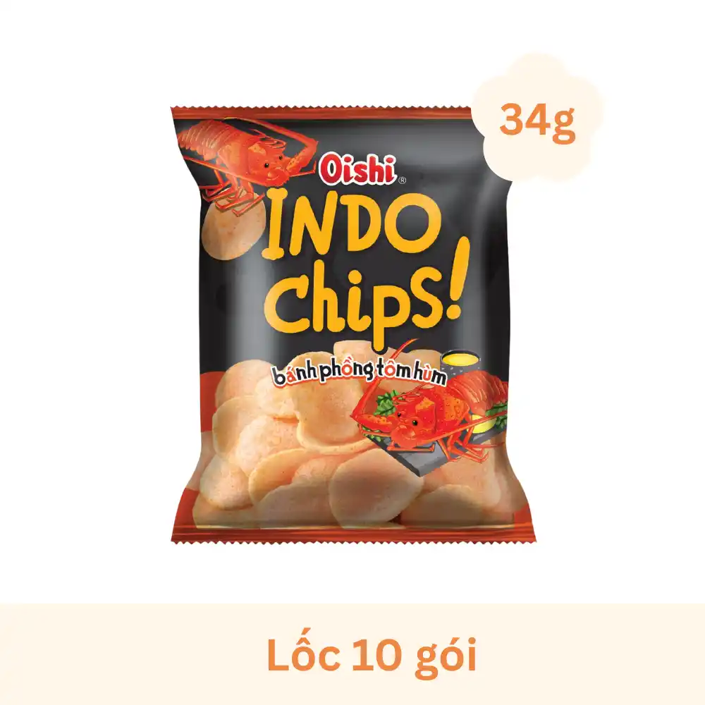 Lốc 10 gói snack phồng tôm hùm Oishi 34g