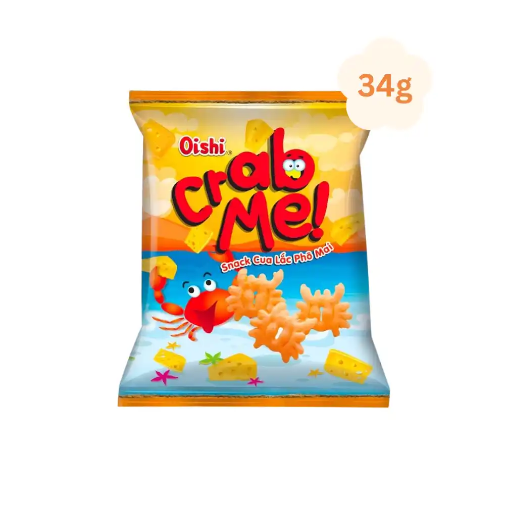 Lốc 10 gói snack cua lắc phô mai Oishi 34g