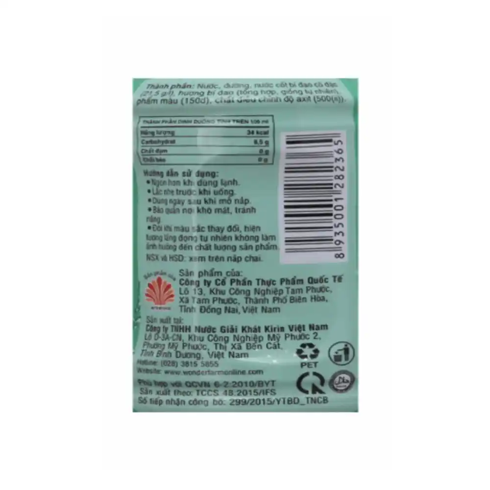 Trà bí đao Wonderfarm chai 280 ml