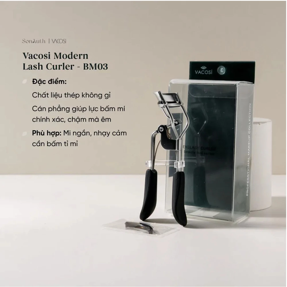 Bấm mi Vacosi Modern Lash Curler cán đen - BM03