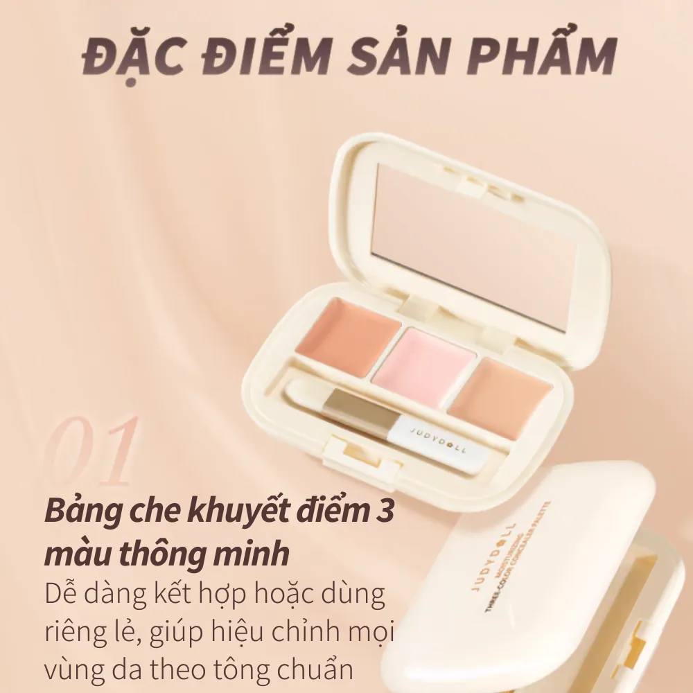 Bảng che khuyết điểm Judydoll 3 màu 2.7g (nhiều màu)