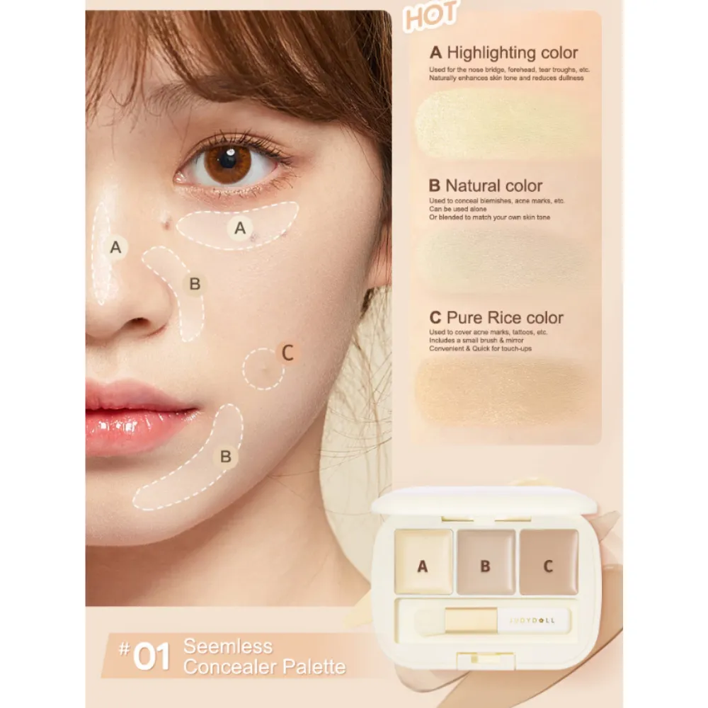 Bảng che khuyết điểm Judydoll 3 màu 2.7g (nhiều màu)