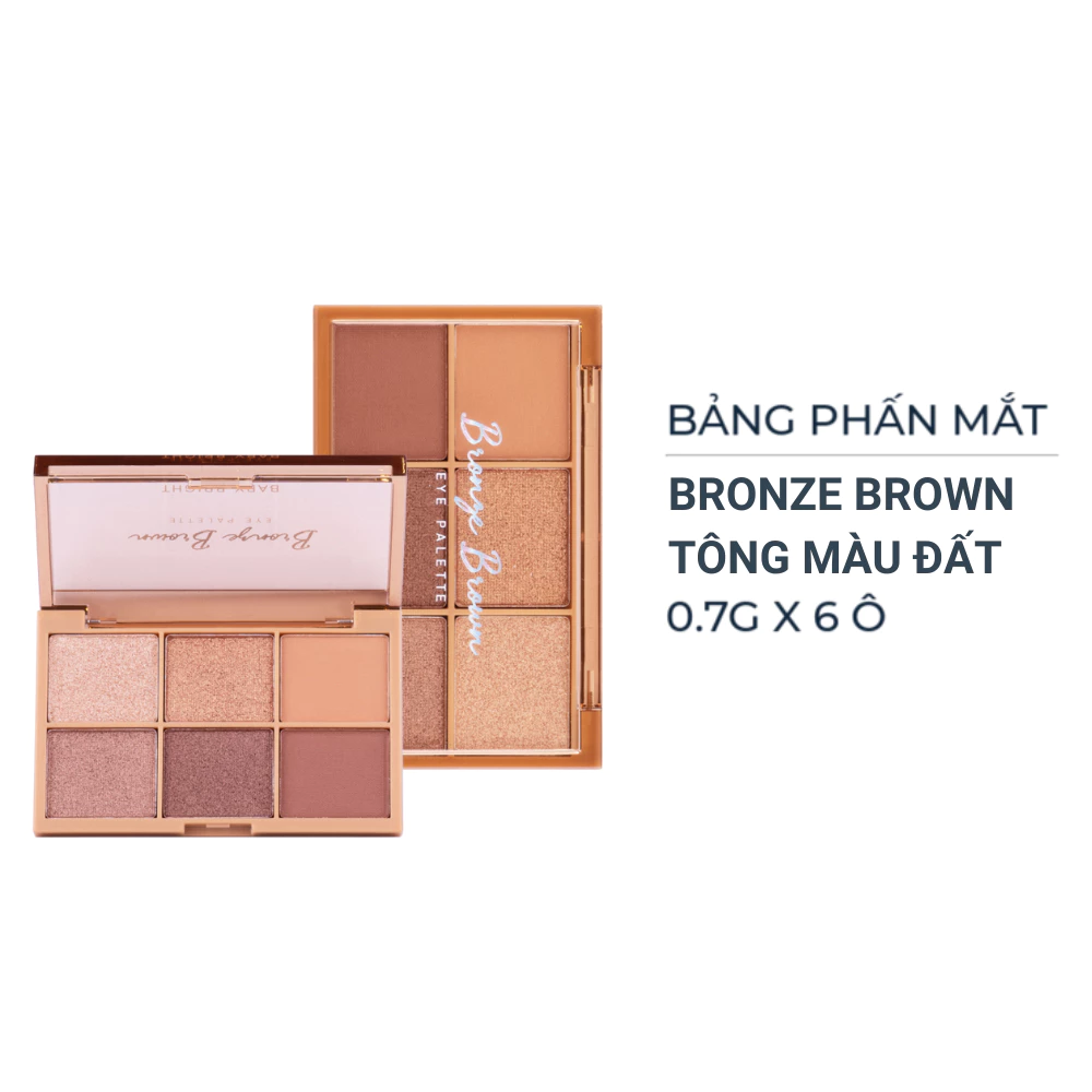 Bảng phấn mắt Baby Bright - Bright Pink tông hồng/Glowy Peach tông cam đào/Bronze Brown tông màu đất 0.7g