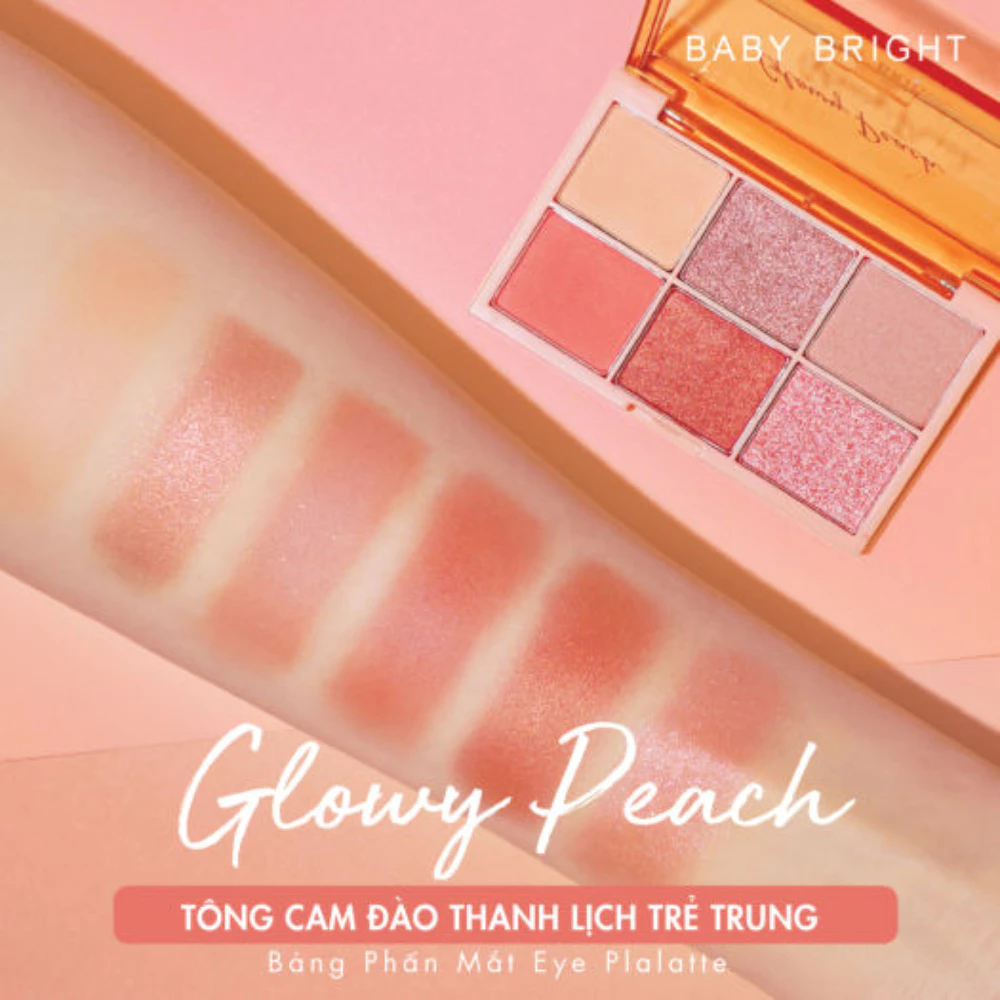 Bảng phấn mắt Baby Bright - Bright Pink tông hồng/Glowy Peach tông cam đào/Bronze Brown tông màu đất 0.7g