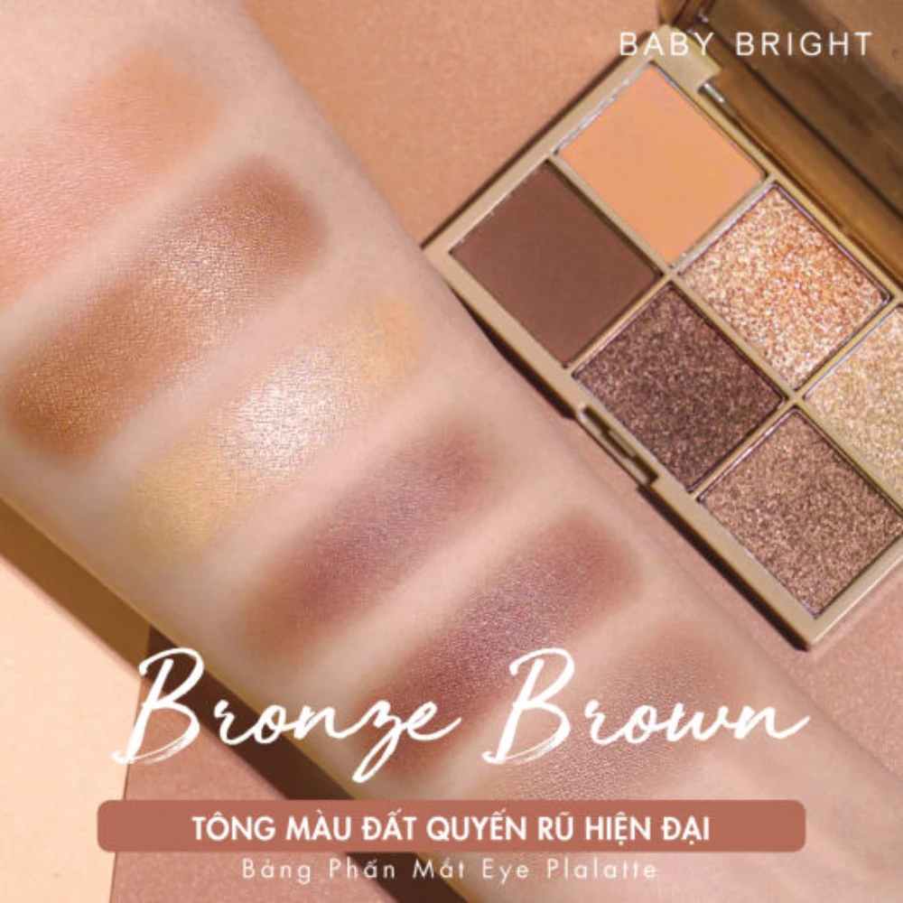 Bảng phấn mắt Baby Bright - Bright Pink tông hồng/Glowy Peach tông cam đào/Bronze Brown tông màu đất 0.7g