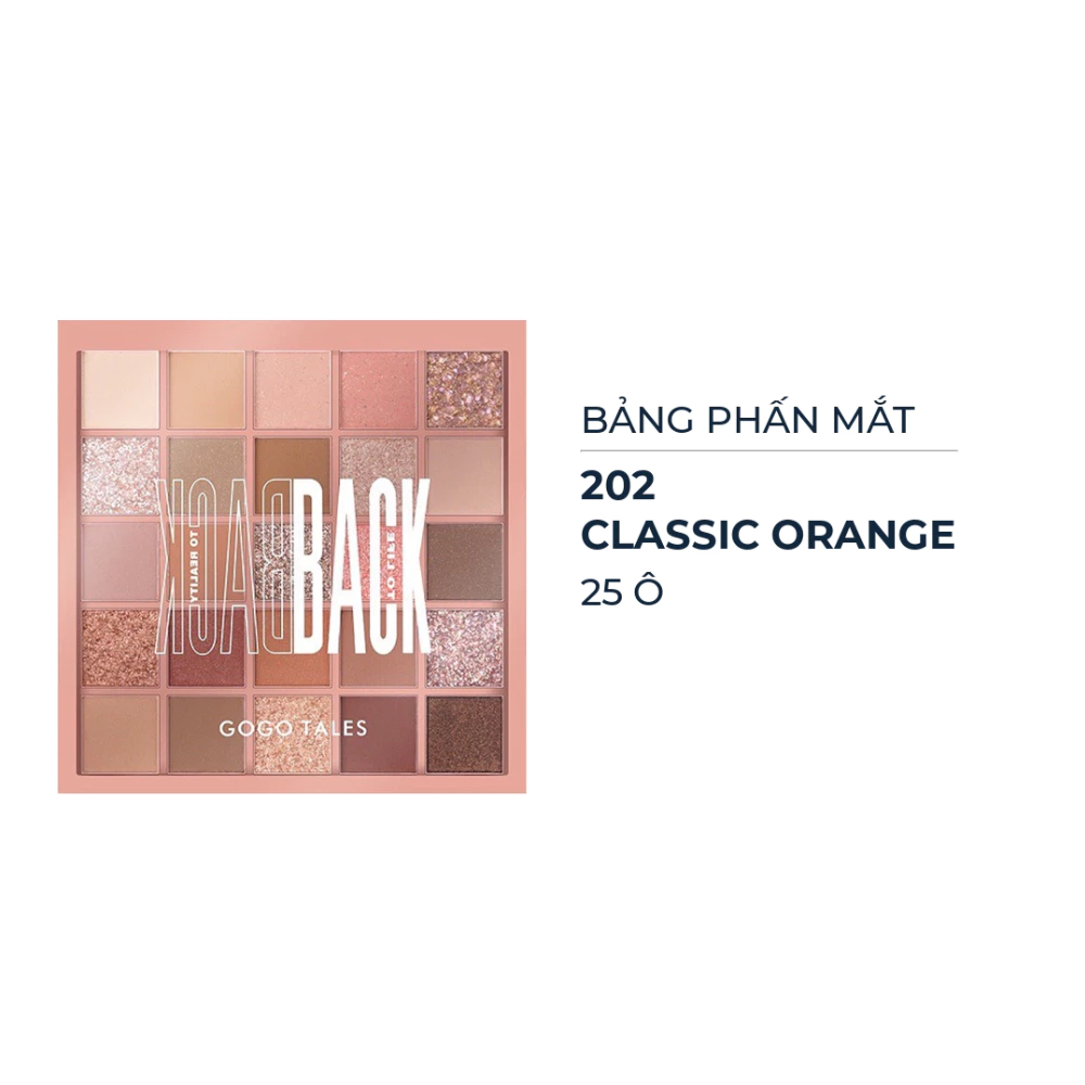 Bảng phấn mắt Gogo Tales - màu 202 Classic Orange/màu 201 Rose Yam Purple 25 ô 29.5g