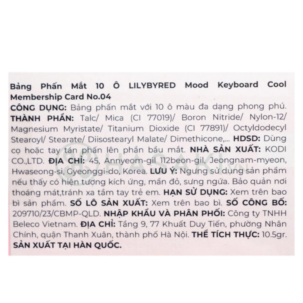 Bảng phấn mắt Lilybyred 10 ô - màu M03 Ash Beige/M04 Cool Membership/M05 Warm Membership 10.5g