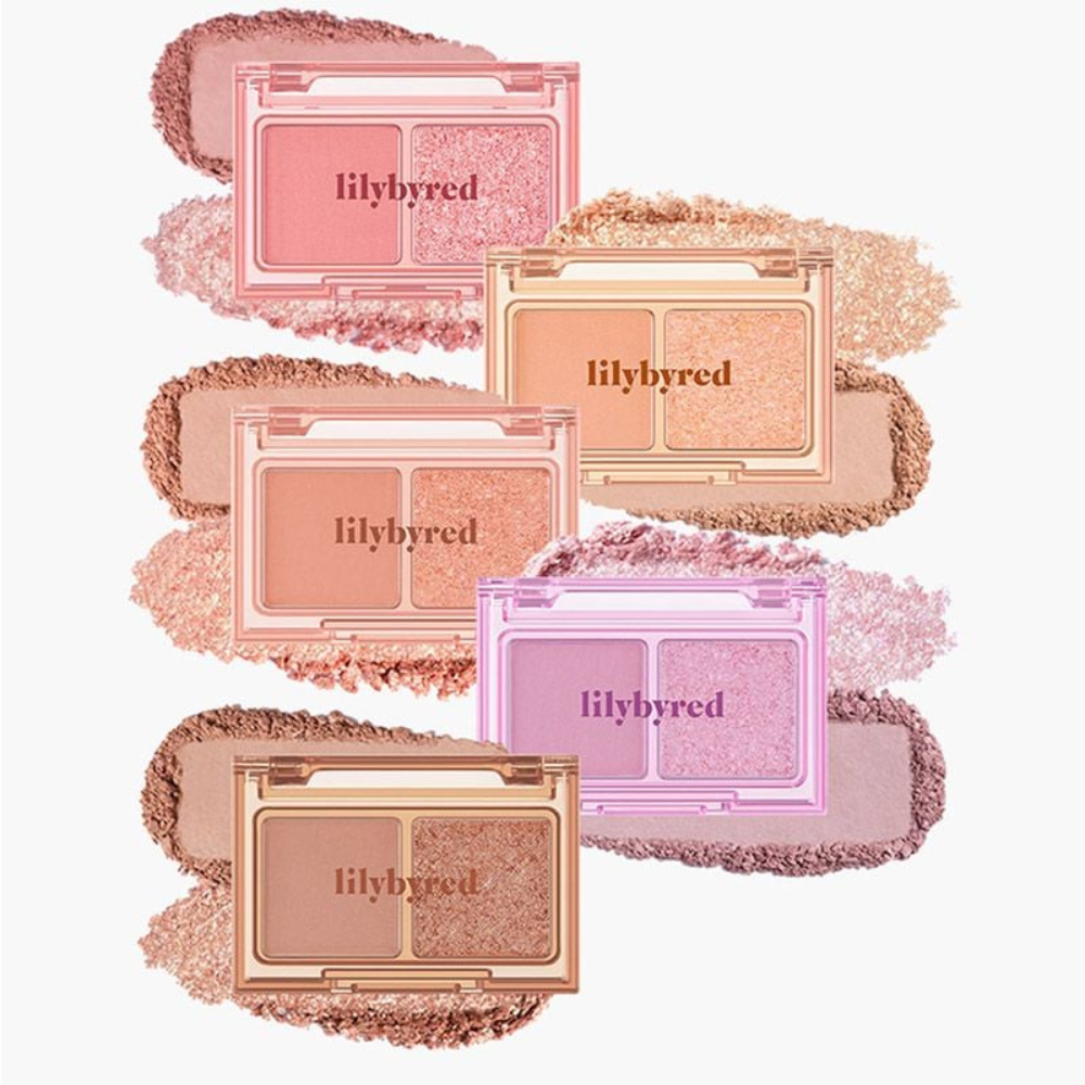 Bảng phấn mắt Lilybyred 2 ô - màu 01 Romantic Moment/02 Delicate Moment/03 Cheerful Moment/05 Mellow Moment 1.6g