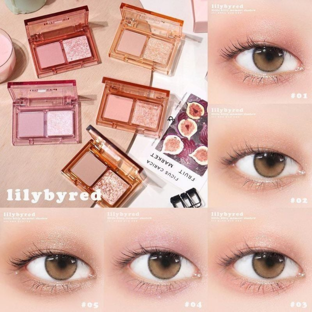 Bảng phấn mắt Lilybyred 2 ô - màu 01 Romantic Moment/02 Delicate Moment/03 Cheerful Moment/05 Mellow Moment 1.6g