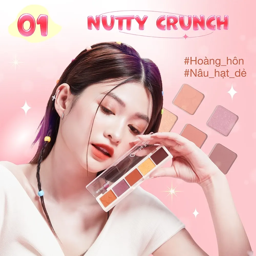 Bảng phấn mắt 5 màu Silkygirl Crunchy-Licious 10g