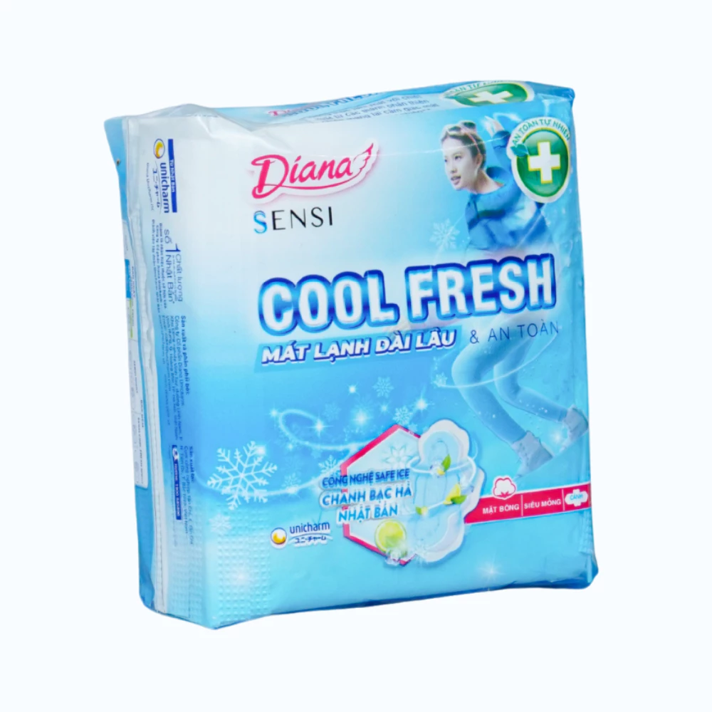 Băng vệ sinh Diana cool fresh mát dịu siêu mỏng cánh 8 miếng