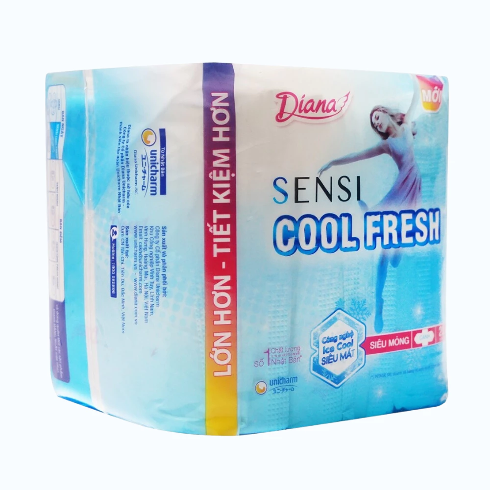 Băng vệ sinh Diana cool fresh mát lạnh siêu mỏng cánh - 8/20 miếng