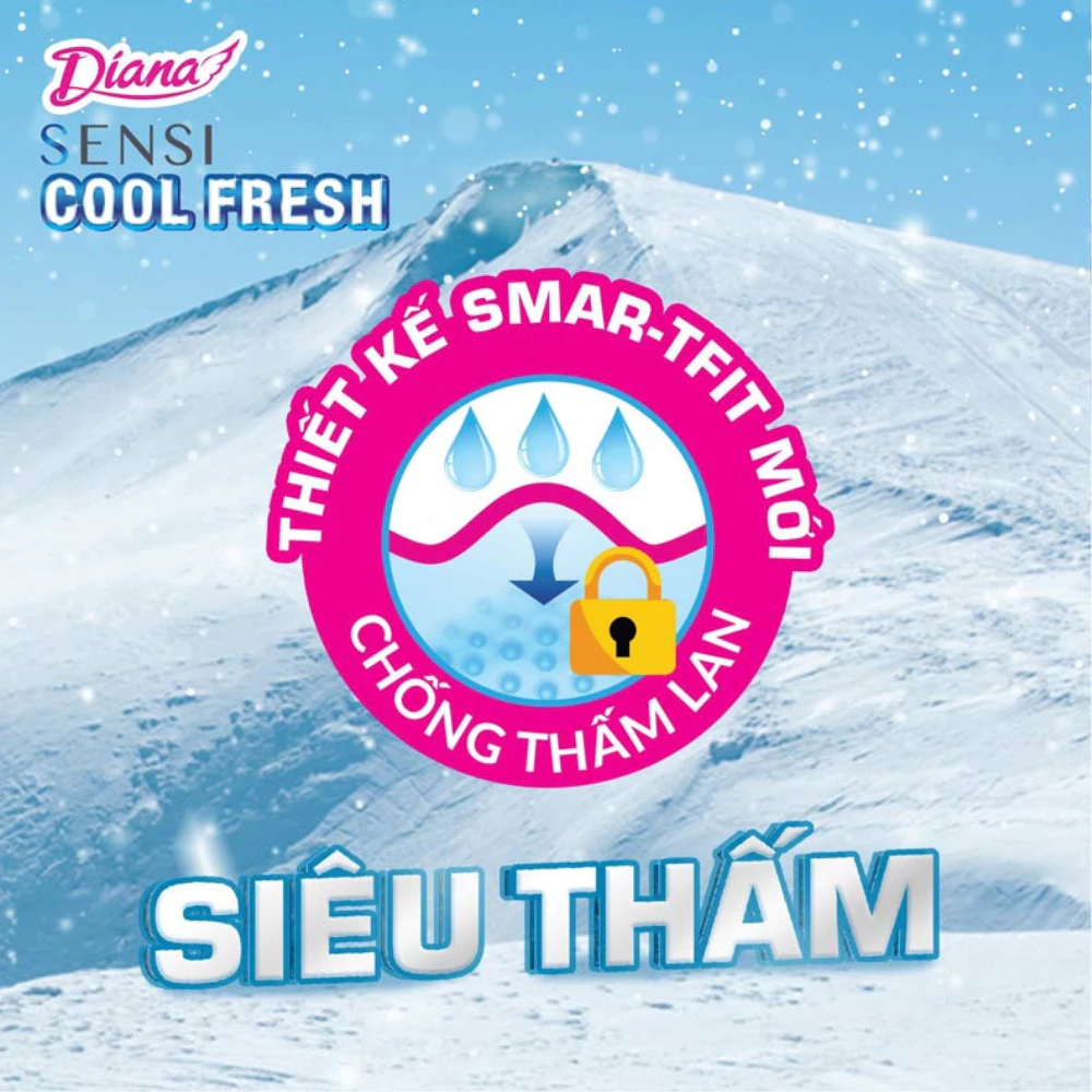 Băng vệ sinh Diana cool fresh mát lạnh siêu mỏng cánh - 8/20 miếng