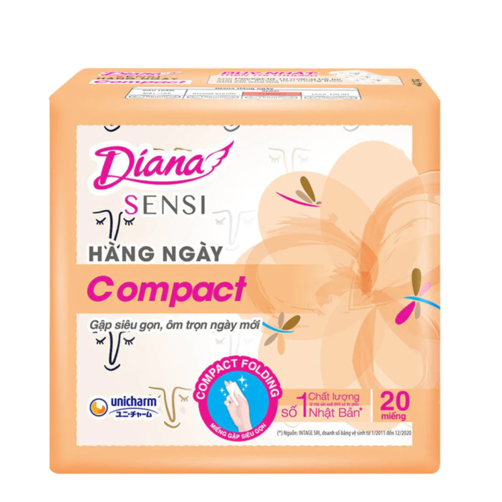Băng vệ sinh Diana hàng ngày Sensi Compact gói 20 - 40 miếng