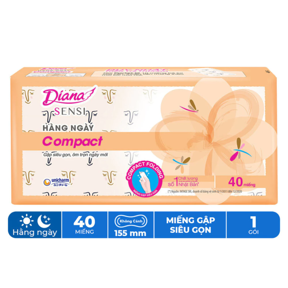 Băng vệ sinh Diana hàng ngày Sensi Compact gói 20 - 40 miếng