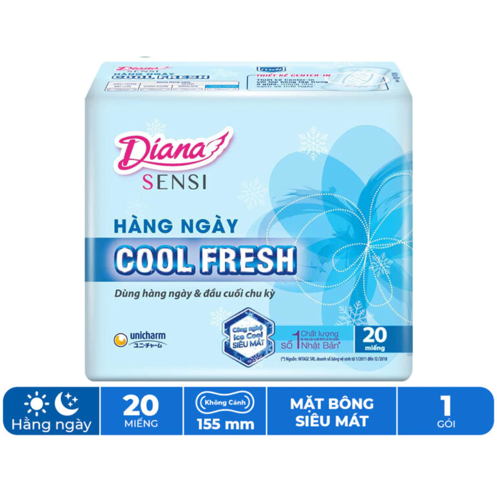 Băng vệ sinh Diana hàng ngày Sensi Cool Fresh gói 20 - 40 miếng