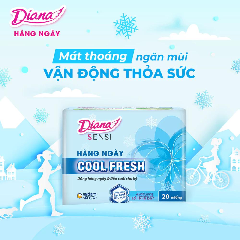 Băng vệ sinh Diana hàng ngày Sensi Cool Fresh gói 20 - 40 miếng