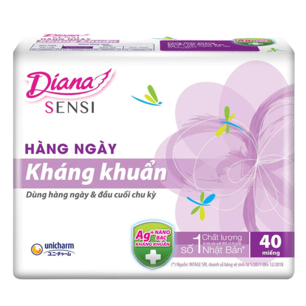 Băng vệ sinh Diana hàng ngày Sensi kháng khuẩn gói 20 - 40 miếng