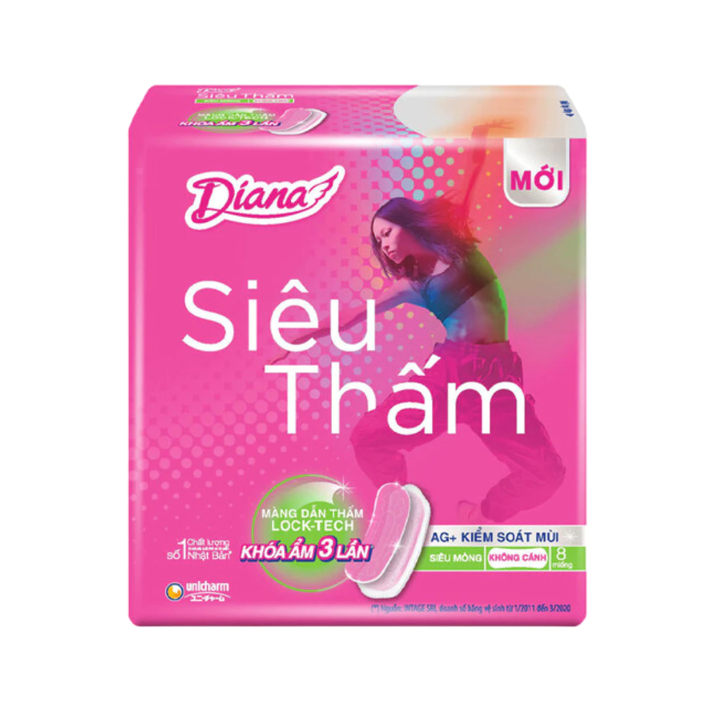 Băng vệ sinh Diana siêu mỏng không cánh gói 8 miếng