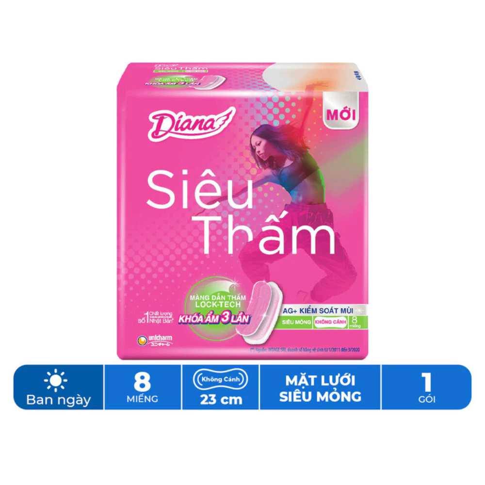 Băng vệ sinh Diana siêu mỏng không cánh gói 8 miếng
