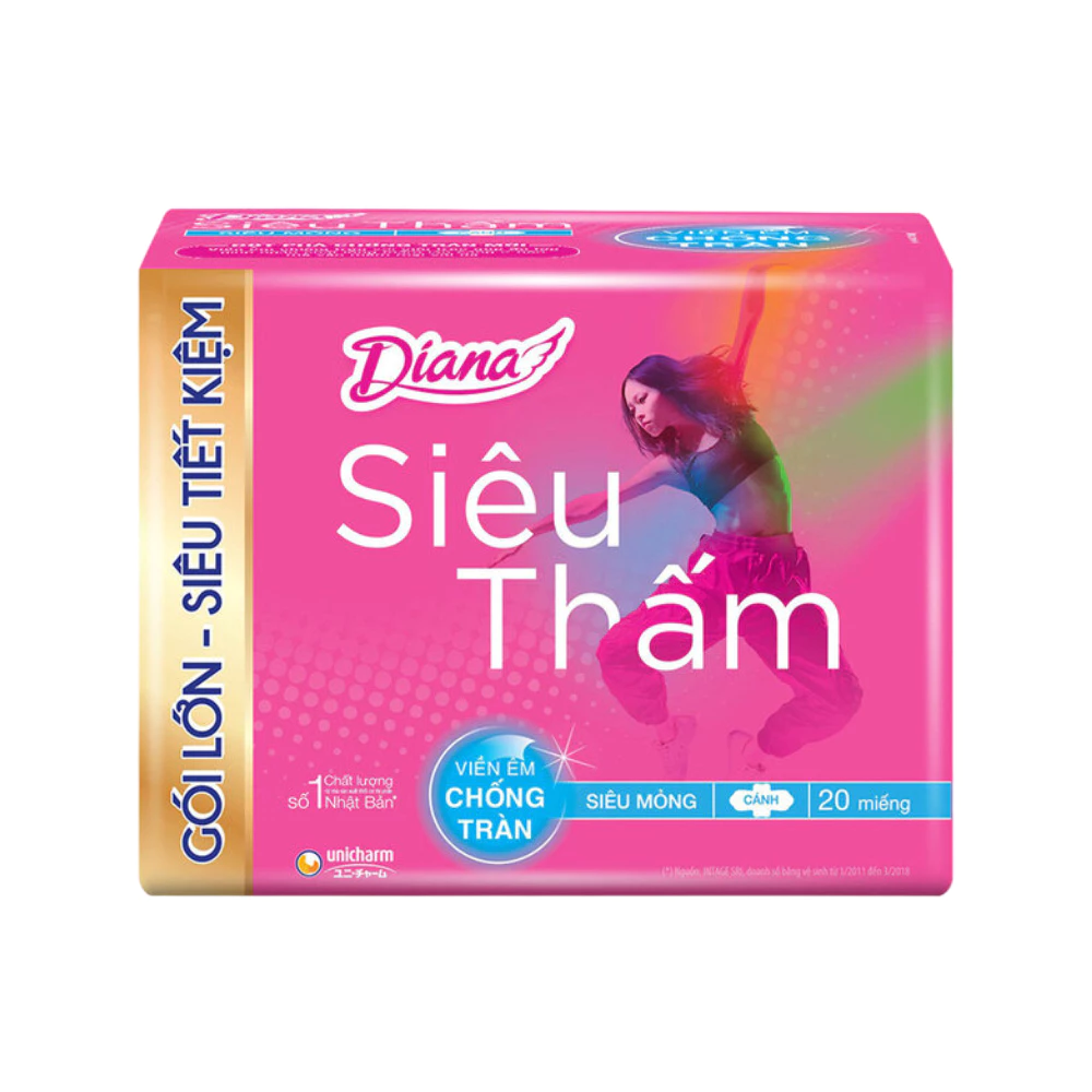 Băng vệ sinh Diana siêu thấm siêu mỏng cánh gói 20 miếng