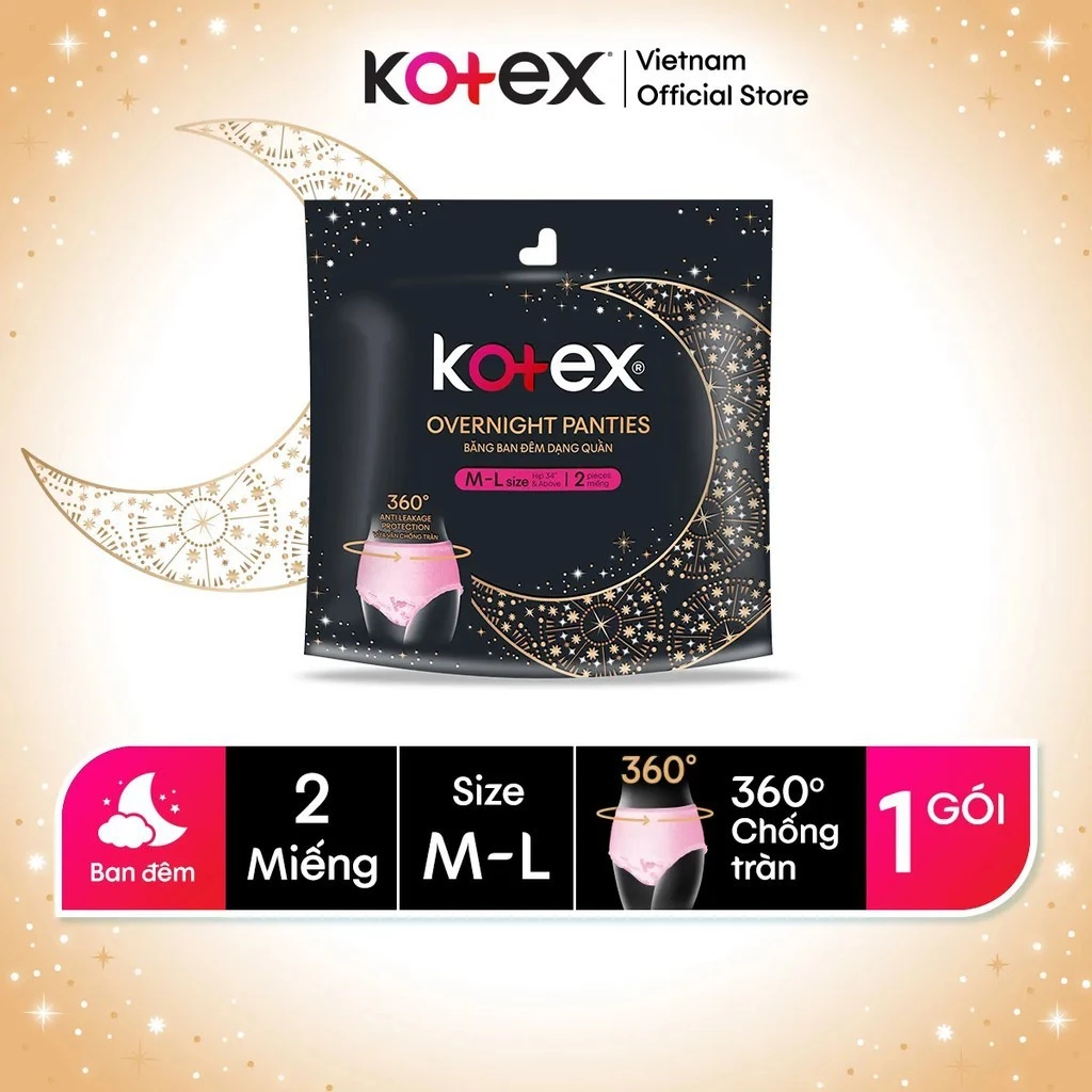 Băng vệ sinh kotex đêm dạng quần size M-L 2 Miếng