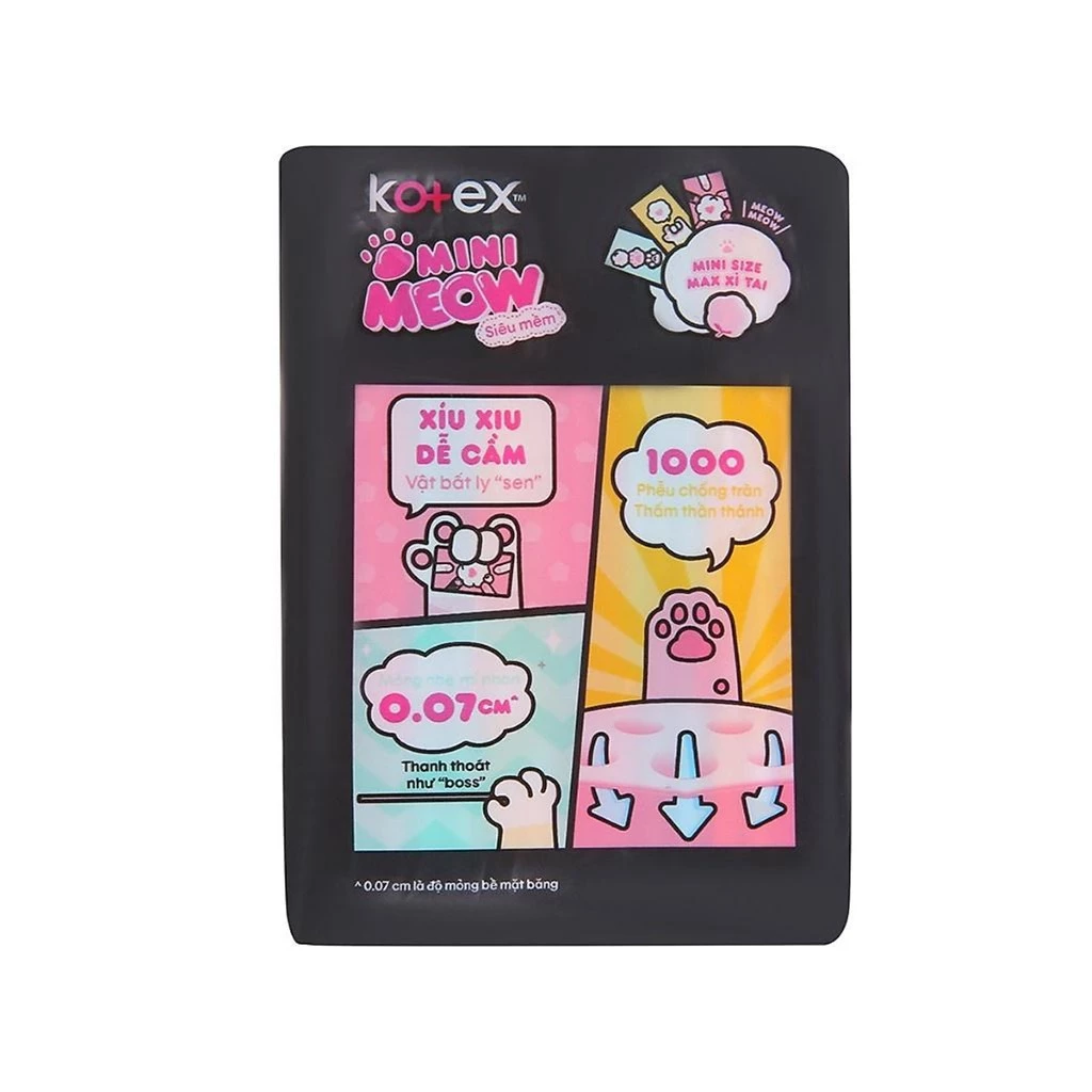 Băng vệ sinh Kotex mini meow siêu mềm cánh 24cm 8 miếng