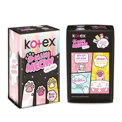 Băng vệ sinh Kotex mini meow siêu mềm cánh 24cm 8 miếng