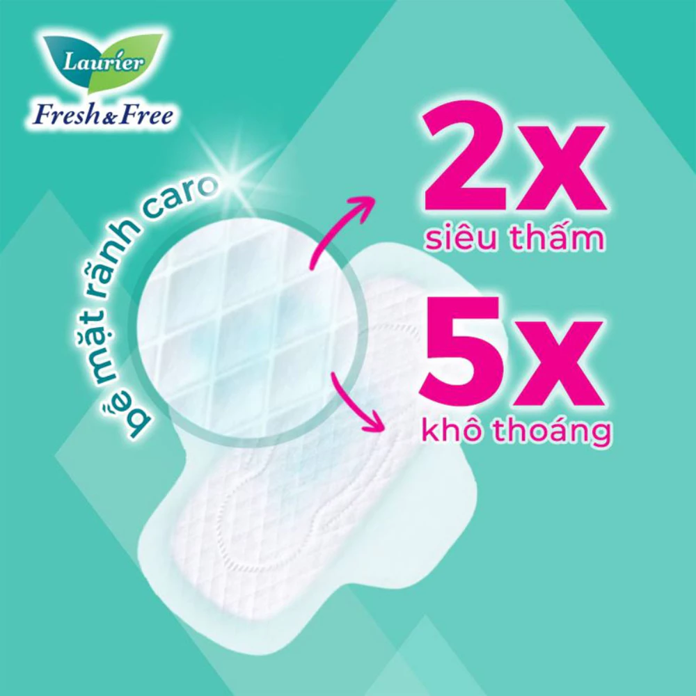 Băng vệ sinh Laurier Fresh & Free siêu mỏng cánh 22cm 8/20 miếng.